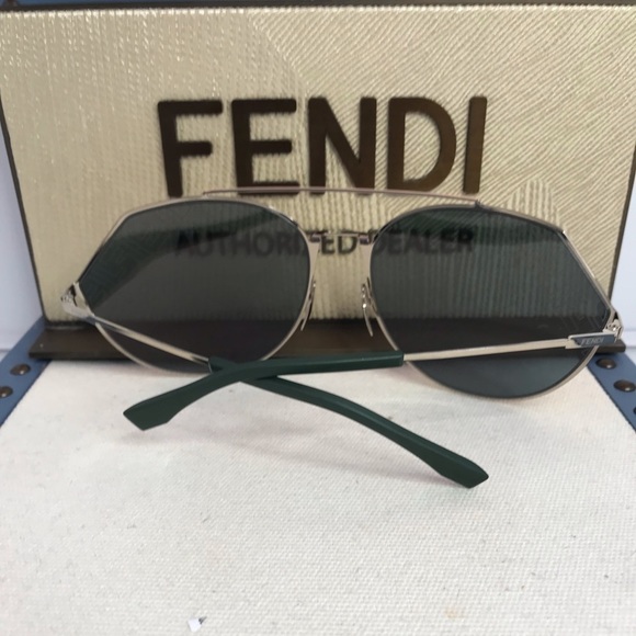 Fendi FF-M0074/S 3YG/0J Sunglasses Women's Light Gold/Blue-Gold Mirror Lens 67mm - Picture 10 of 14